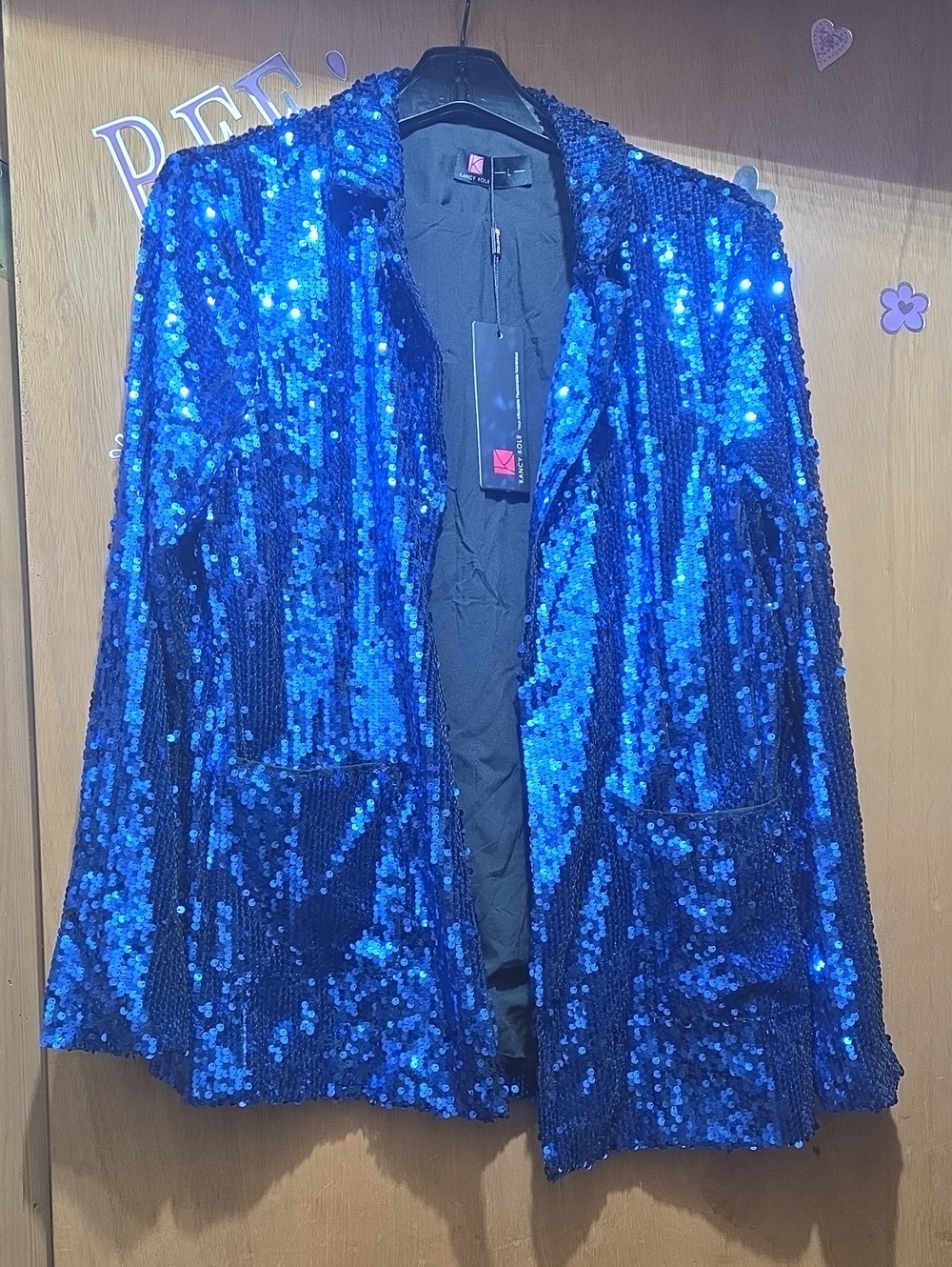Blue Sequin Blazer Jacket - Blue